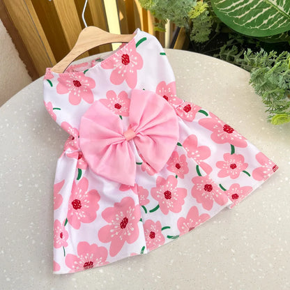 Charming Summer Pet Dress with Bow for Small Dogs