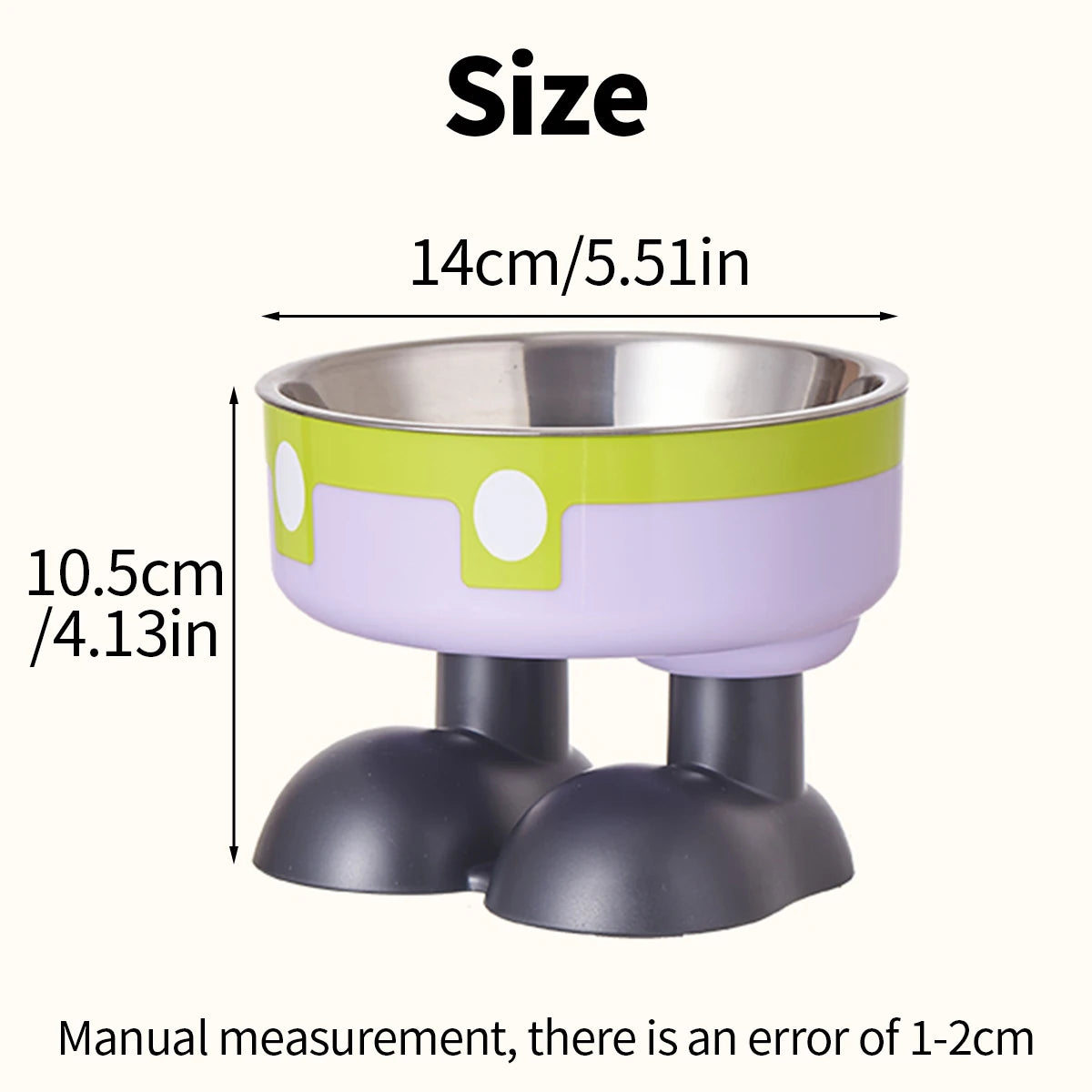 Elevated Colorful Stainless Steel Pet Bowl - Large Capacity