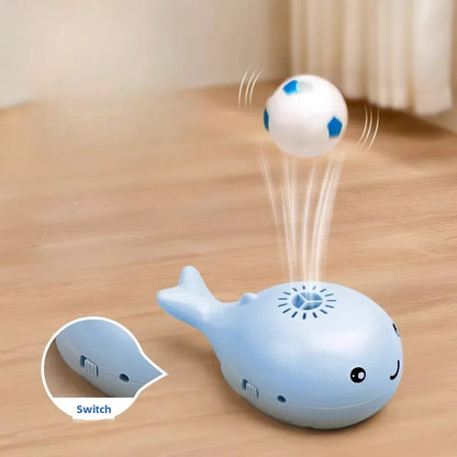 Whale-Shaped Interactive Cat Toy with Floating Ball & USB Fan