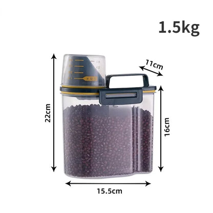 Pet Food Storage Container with Measuring Cup - 1.5kg/2kg