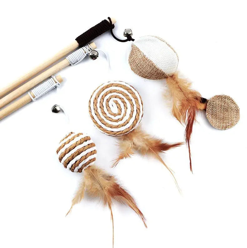 Colorful Feather Teaser Wand for Cats