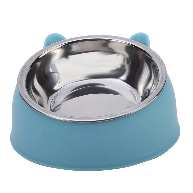 Elegant Tilted Cat Bowl - Stainless Steel Pet Feeder