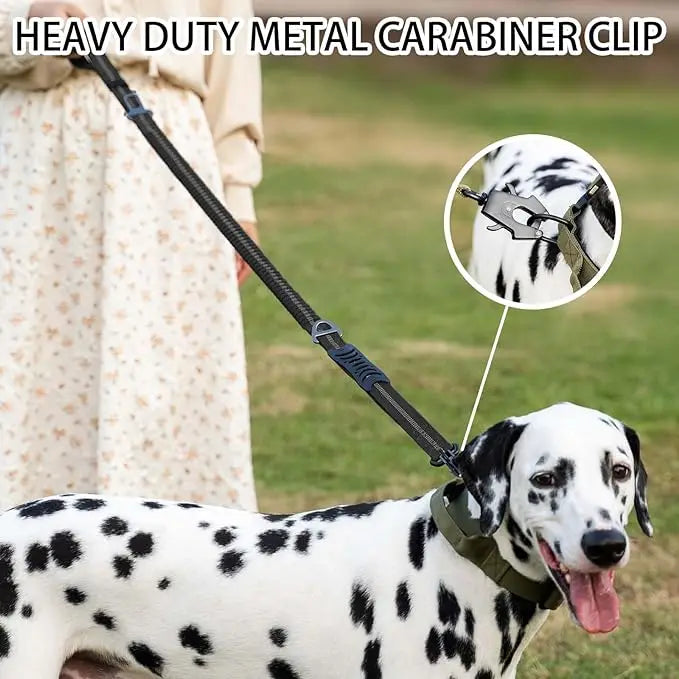 Reflective Heavy Duty Tactical Bungee Dog Leash with Seatbelt