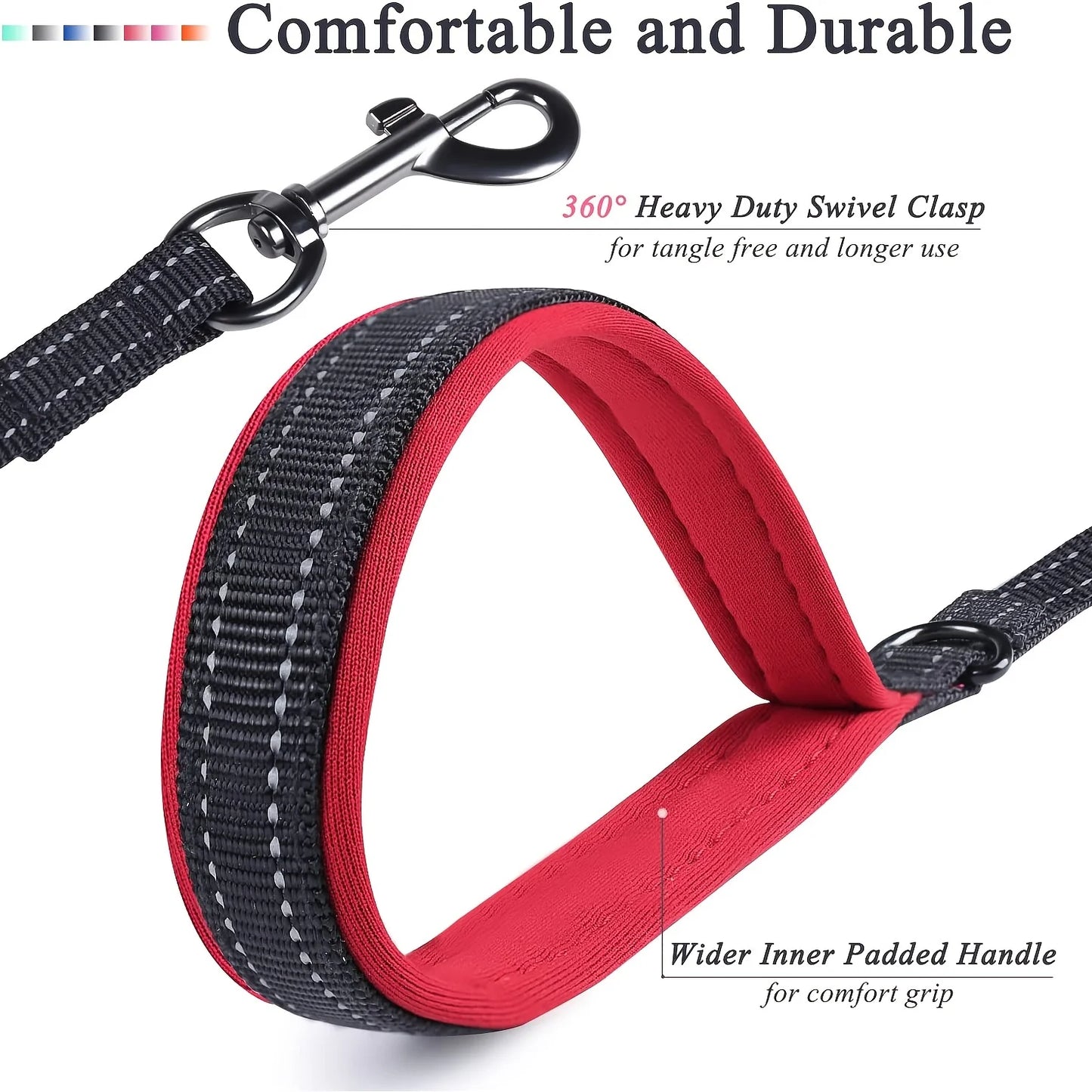 Double Handle Reflective Dog Leash for Night Safety