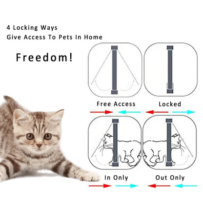 Magnetic Cat Door with 4-Way Lock for Safe Pet Access