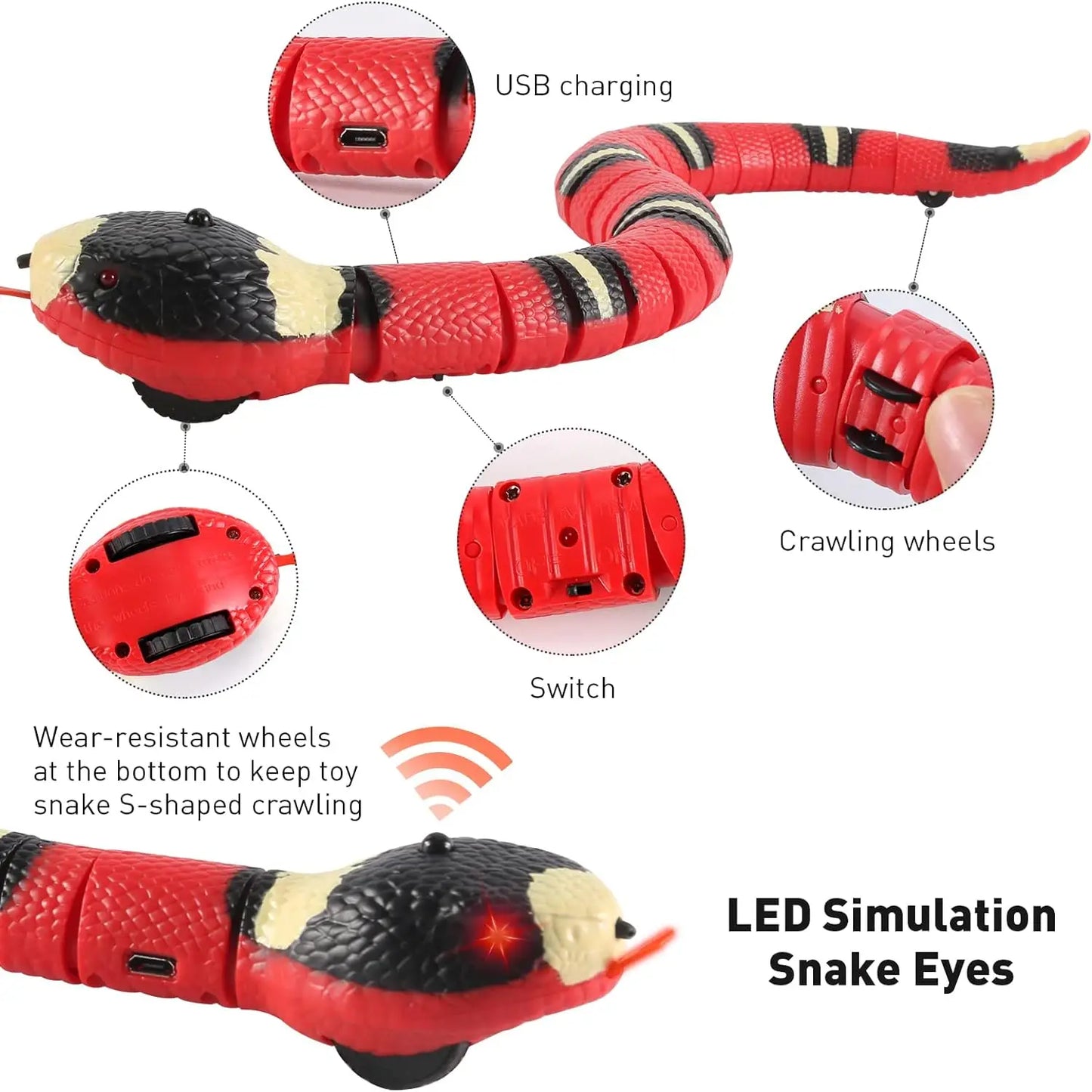 Interactive USB Rechargeable Snake Cat Toy