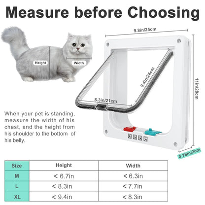 Magnetic Cat Door with 4-Way Lock for Safe Pet Access