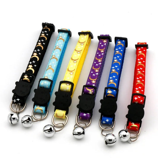 Charming Star & Moon Cat Collar with Safety Bell