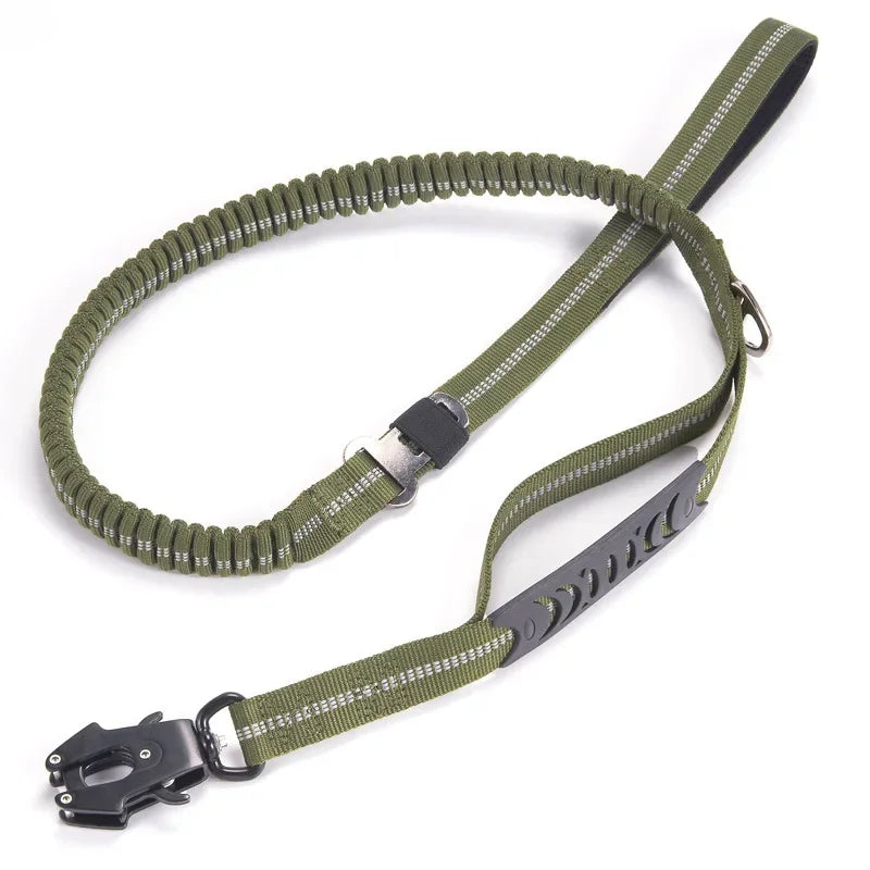 Reflective Heavy Duty Tactical Bungee Dog Leash with Seatbelt