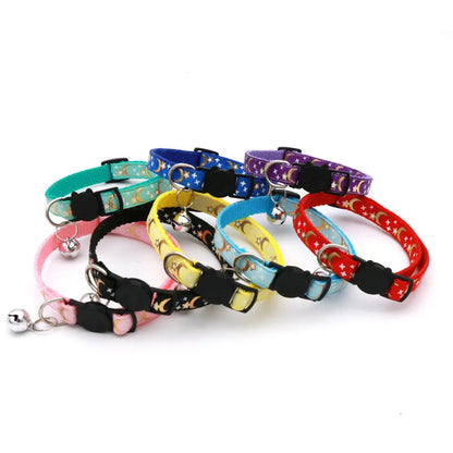 Charming Star & Moon Cat Collar with Safety Bell