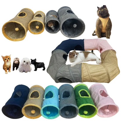 Cozy Suede Tunnel for Pets - Interactive Play & Comfort