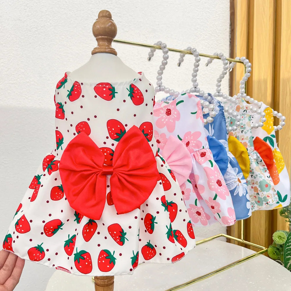 Charming Summer Pet Dress with Bow for Small Dogs