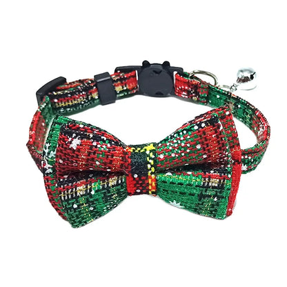 Chic Plaid Cat Collar with Bell and Bow Tie