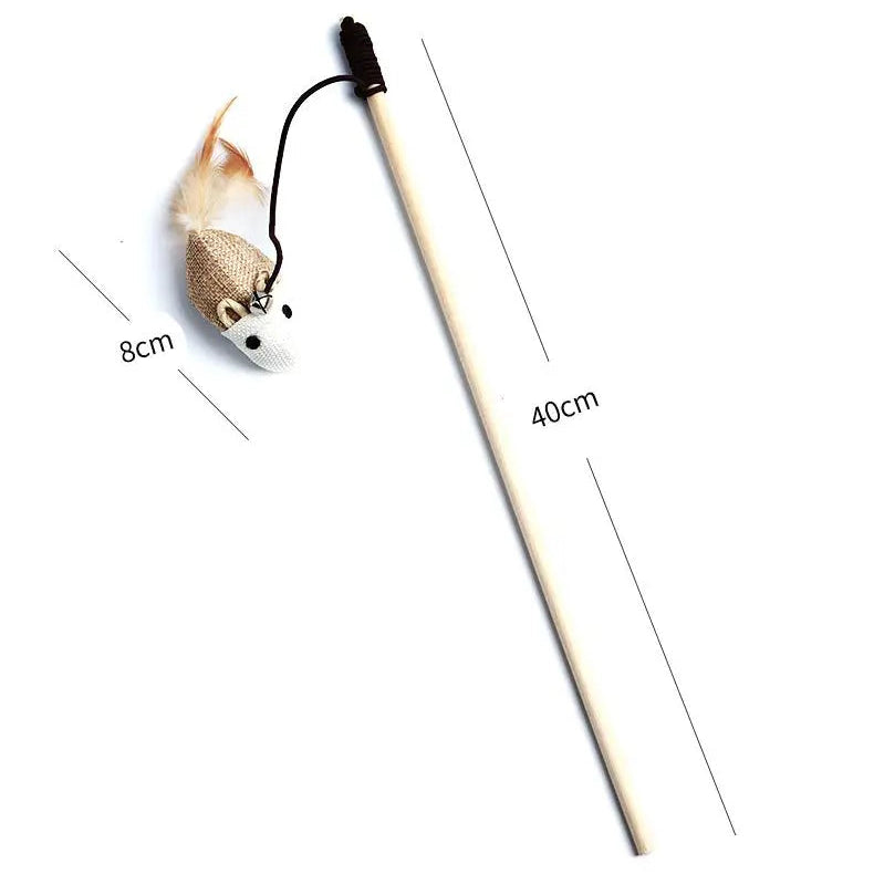 Colorful Feather Teaser Wand for Cats