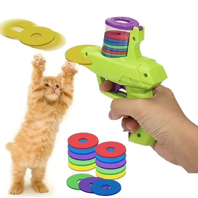 Interactive Cat Toy Launcher with Colorful Discs Set