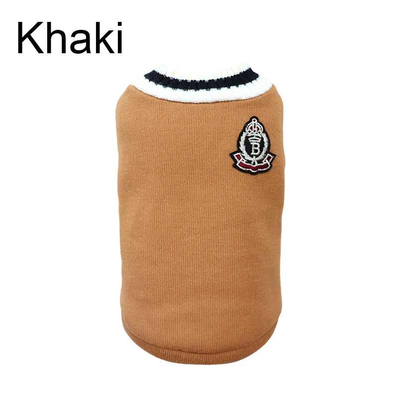 Cozy V-Neck Knit Sweater for Small Pets