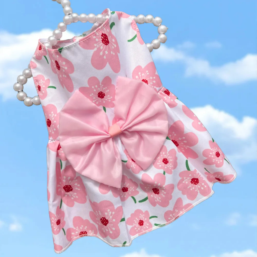 Charming Summer Pet Dress with Bow for Small Dogs