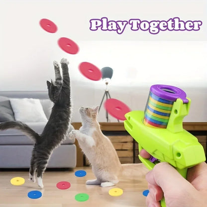 Interactive Cat Toy Launcher with Colorful Discs Set