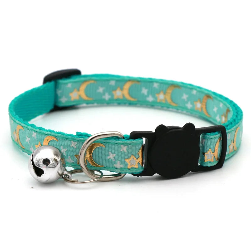 Charming Star & Moon Cat Collar with Safety Bell