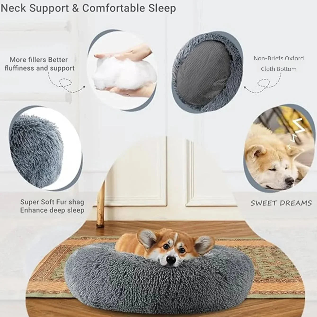 Ultra Soft Plush Pet Bed for Cats and Dogs - Multiple Sizes