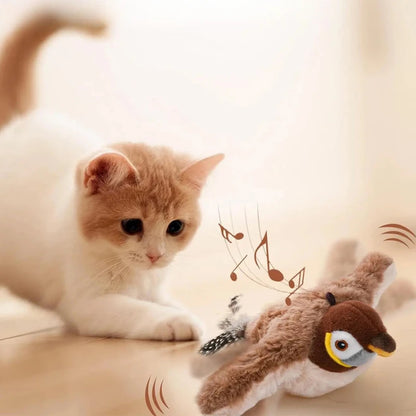 Interactive Chirping Bird Cat Toy - Rechargeable & Touch Sensitive