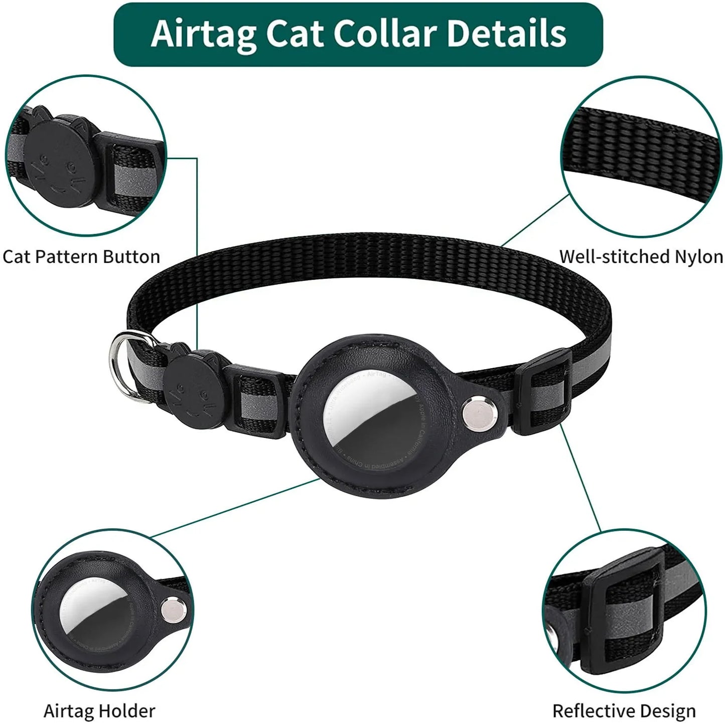 SmartTrack Cat Collar – Reflective, Anti-Choke Safety Collar with AirTag Holder