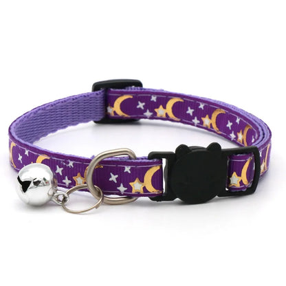 Charming Star & Moon Cat Collar with Safety Bell