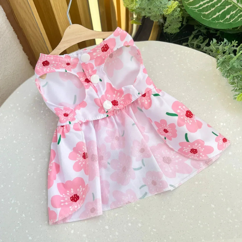 Charming Summer Pet Dress with Bow for Small Dogs