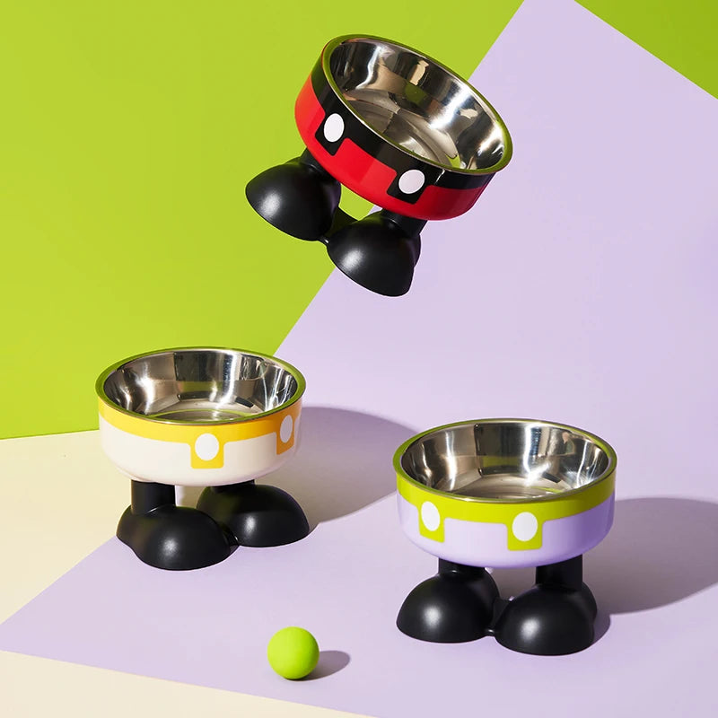 Elevated Colorful Stainless Steel Pet Bowl - Large Capacity