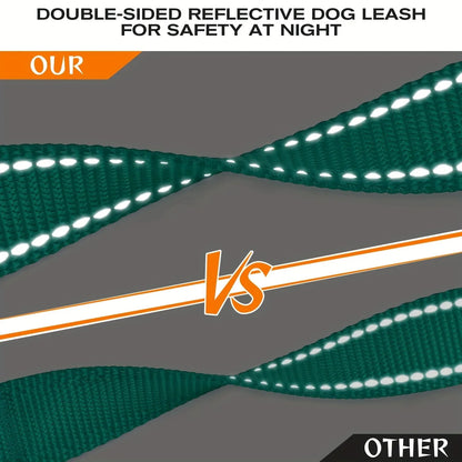 Double Handle Reflective Dog Leash for Night Safety