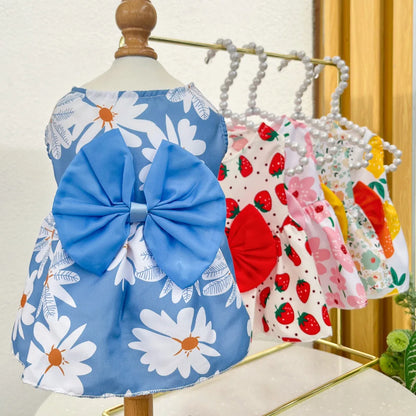 Charming Summer Pet Dress with Bow for Small Dogs