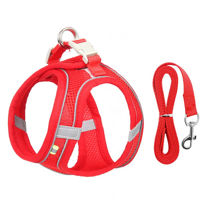 Adjustable Reflective Harness & Leash Set for Small Dogs
