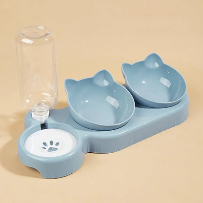 3-in-1 Cat Bowl with Gravity Water Feeder