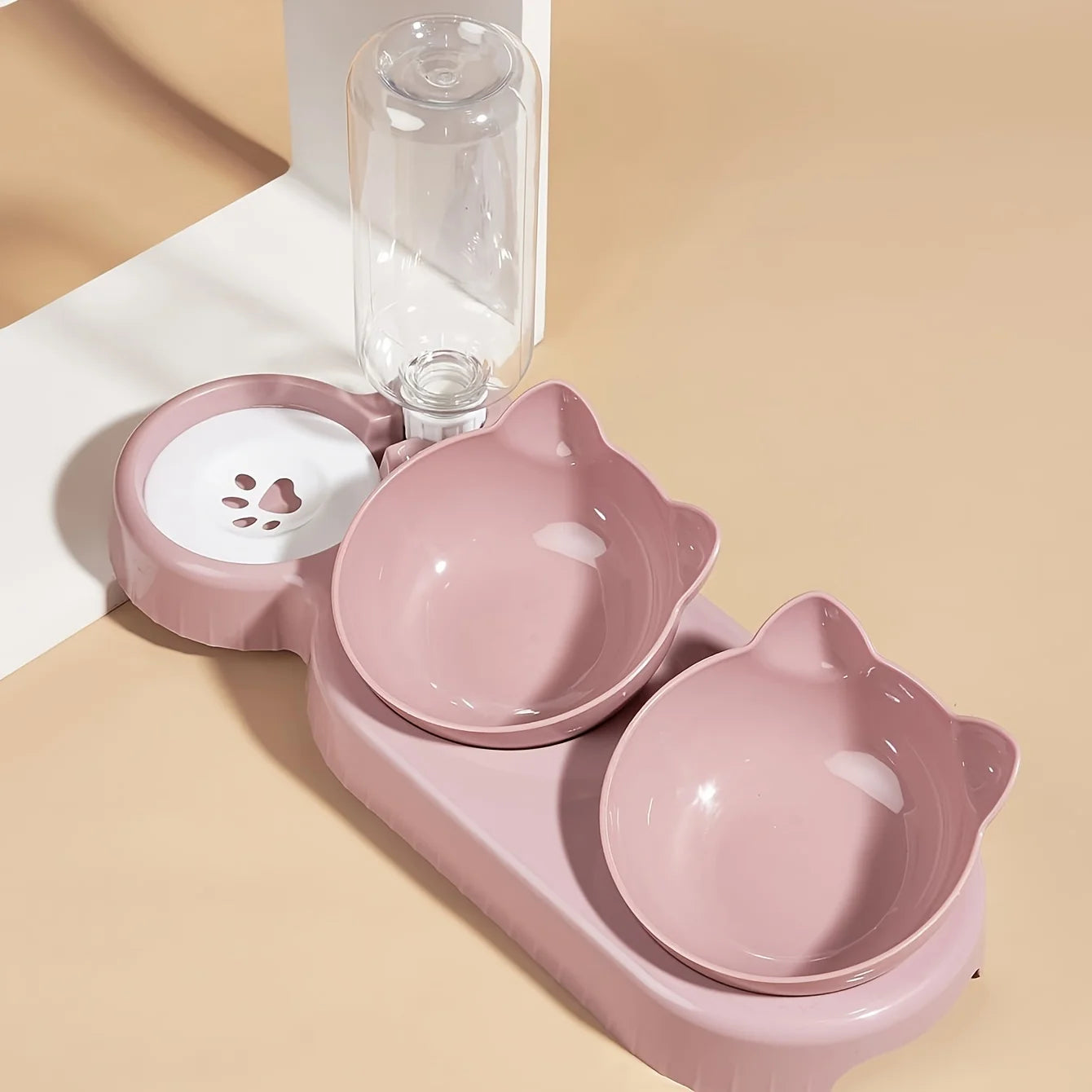 3-in-1 Cat Bowl with Gravity Water Feeder