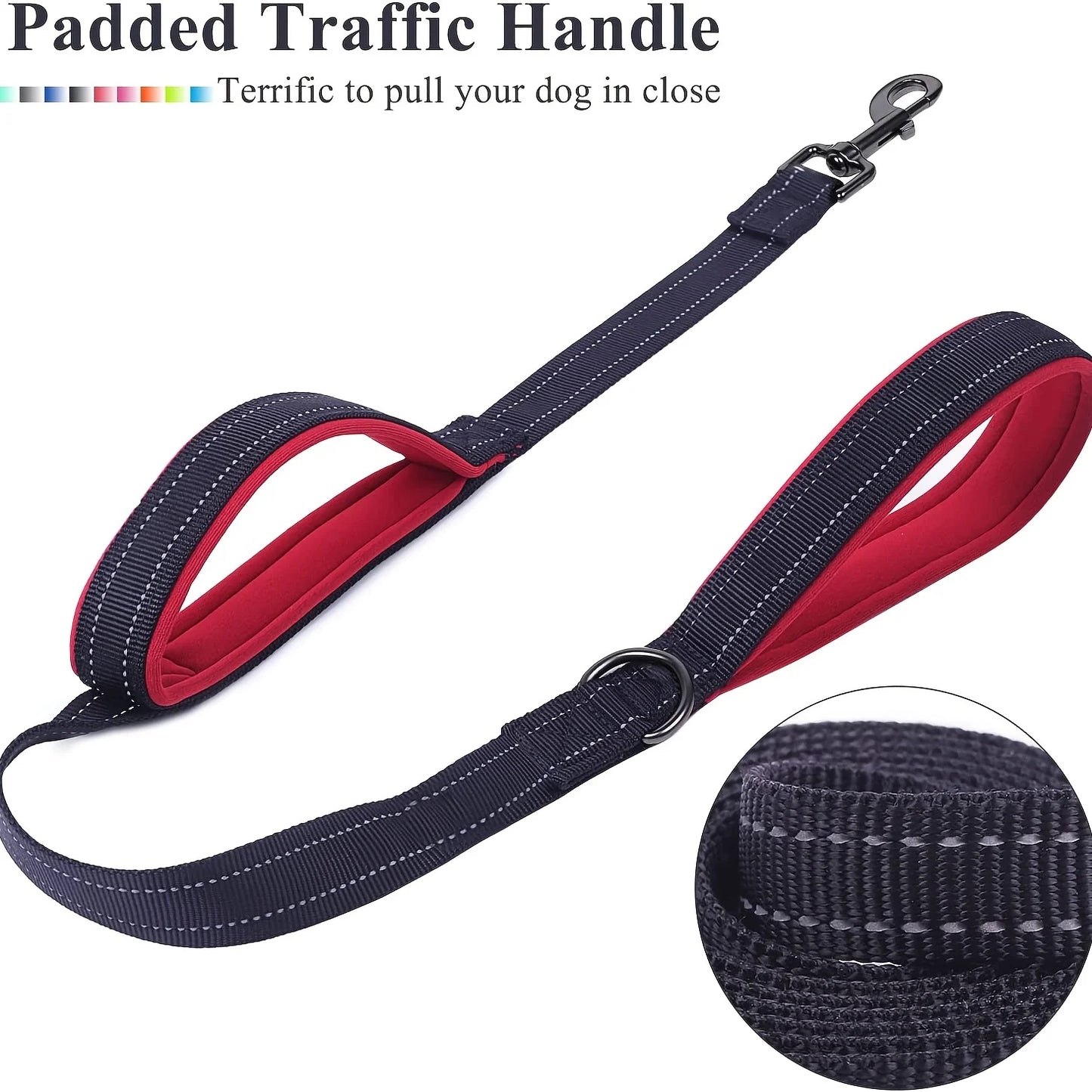 Double Handle Reflective Dog Leash for Night Safety