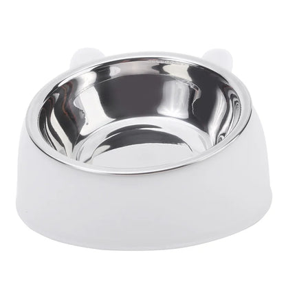 Elegant Tilted Cat Bowl - Stainless Steel Pet Feeder
