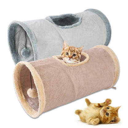 Cozy Suede Tunnel for Pets - Interactive Play & Comfort