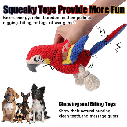 Indestructible Squeaky Parrot Dog Toy for All Sizes