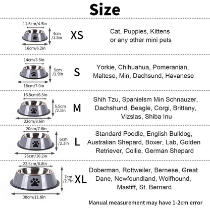 Premium Stainless Steel Pet Feeding Bowl - Anti-Slip Design
