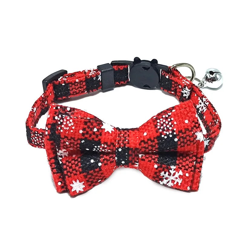 Chic Plaid Cat Collar with Bell and Bow Tie