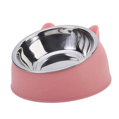 Elegant Tilted Cat Bowl - Stainless Steel Pet Feeder