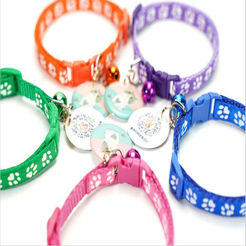 Colorful Pet Collar with Bell - Adjustable for Cats & Dogs