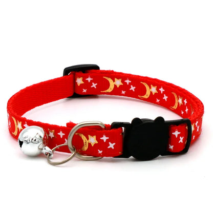 Charming Star & Moon Cat Collar with Safety Bell