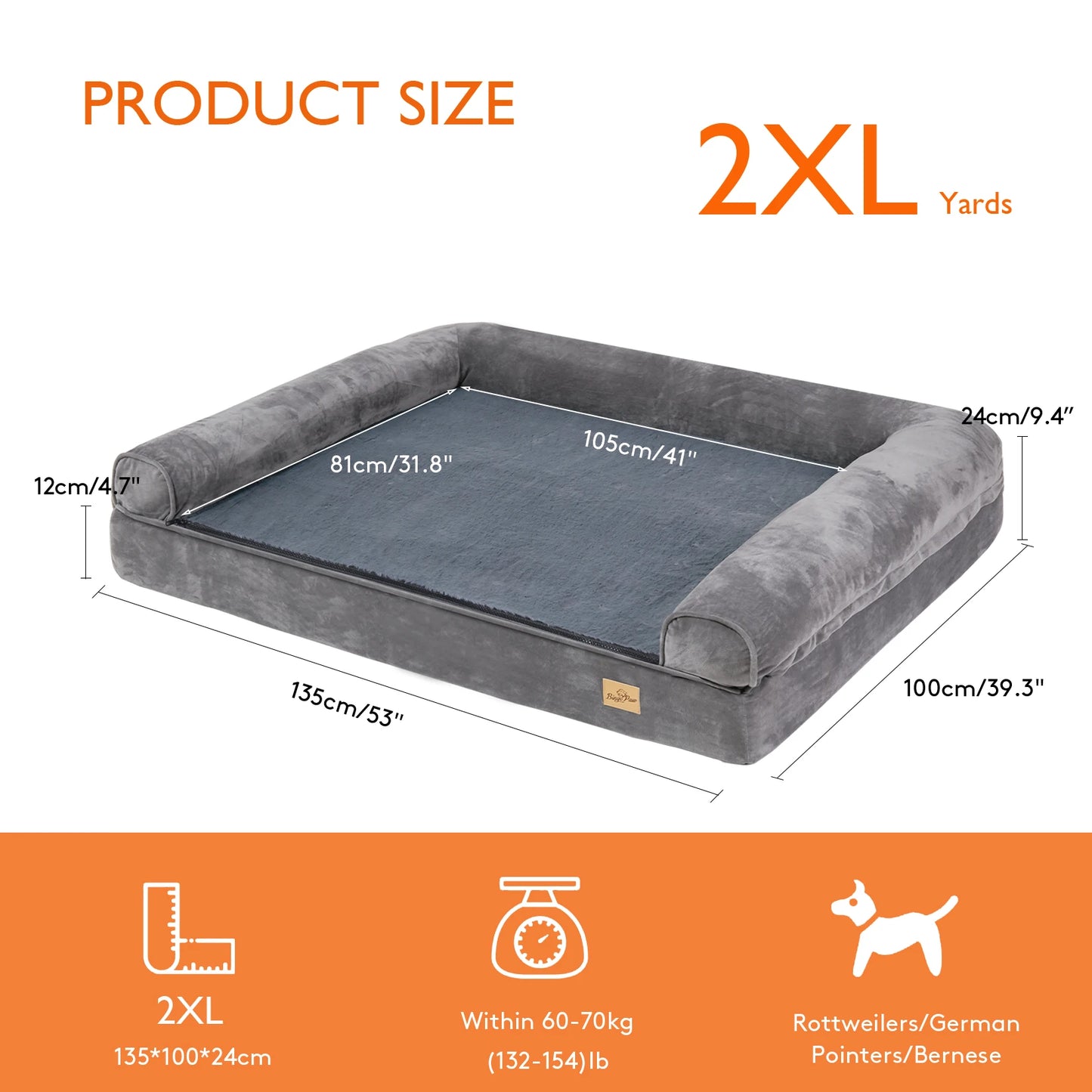 Orthopedic Extra Large Dog Bed with Washable Cover