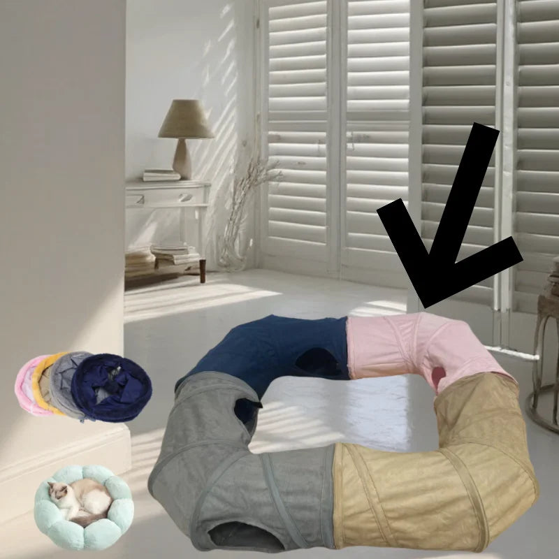 Cozy Suede Tunnel for Pets - Interactive Play & Comfort