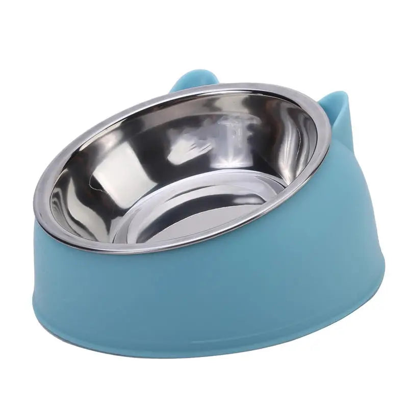 Elegant Tilted Cat Bowl - Stainless Steel Pet Feeder