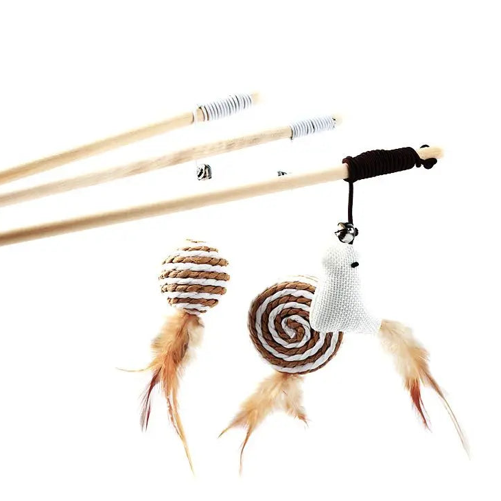 Colorful Feather Teaser Wand for Cats