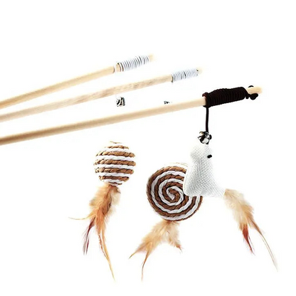 Colorful Feather Teaser Wand for Cats