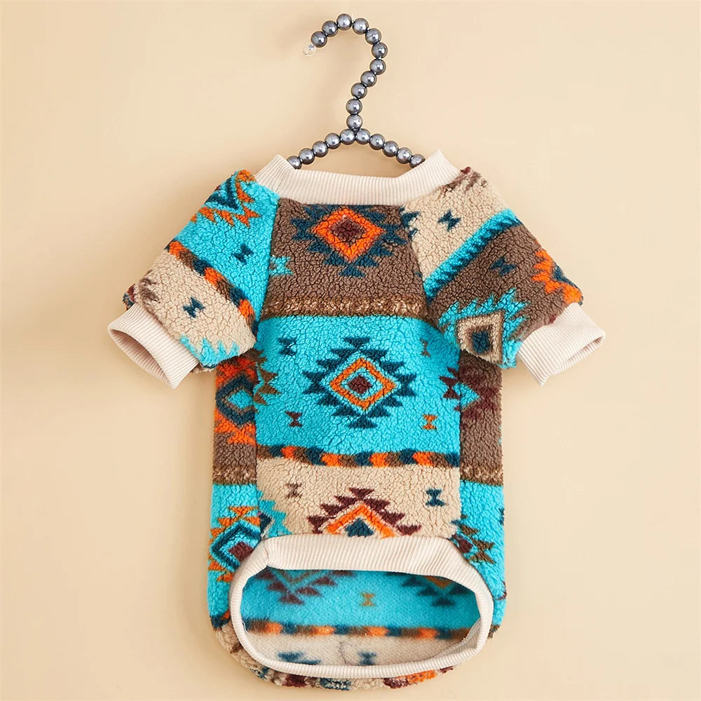 Cozy Totem Print Sweater for Small Dogs - Winter Warmth