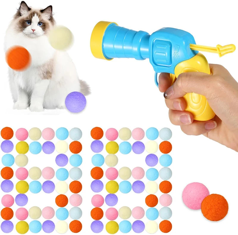 Interactive Cat Toy Launcher with Plush Balls